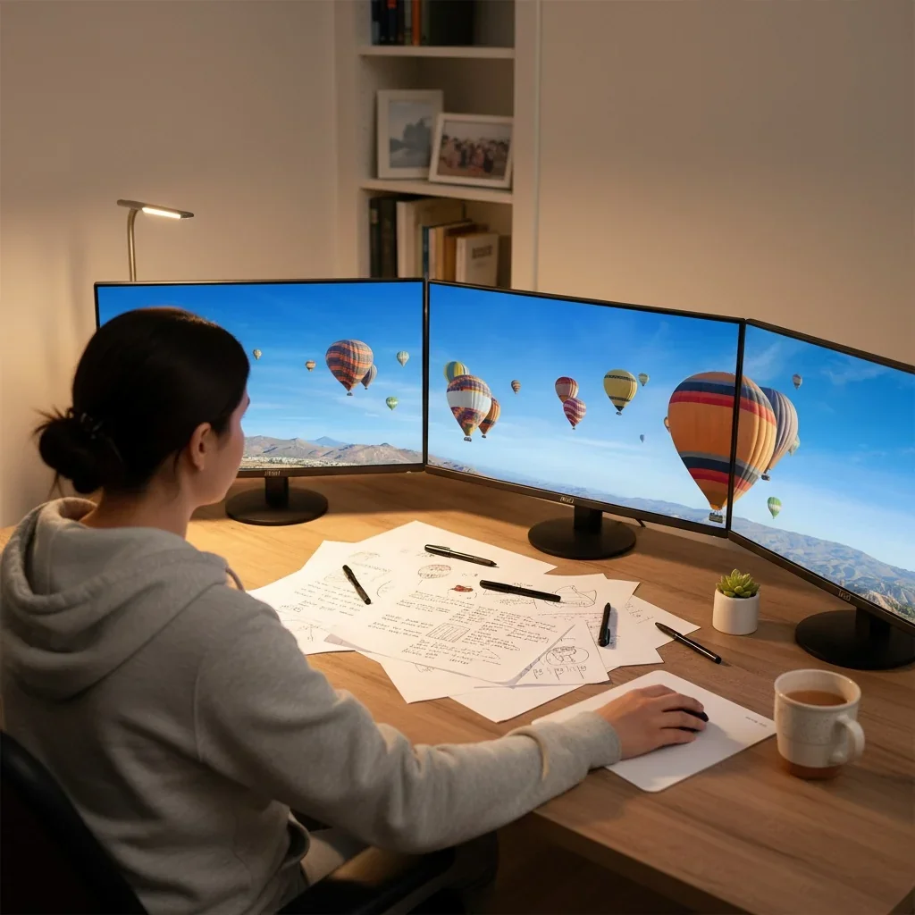 Customer photo of MSIPRO as part of a home office monitor setup